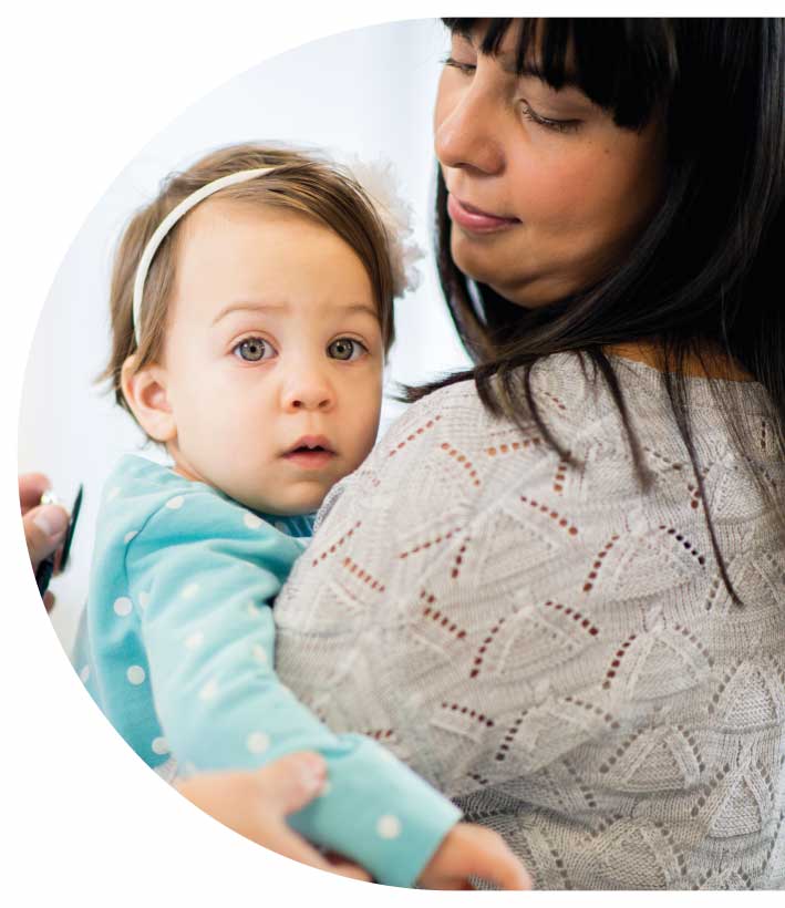 Woman holding girl
